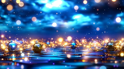 Naklejka premium Sparkling Christmas Ornaments & Lights - Abstract backgrounds