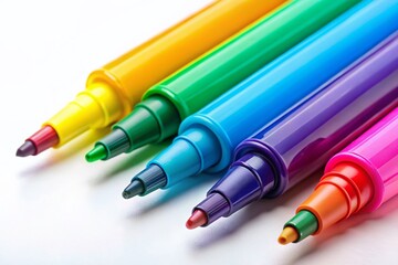 Felt Tip Pen and Cap on White Background - Stationery Supplies Close Up