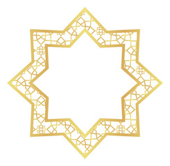 Gold Gradient Minimalist Islamic Geometric Pattern Star Frame for Ramadan and Eid Events