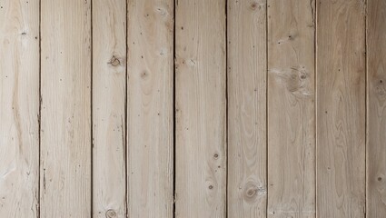 Fototapeta premium a wooden surface, showcasing a rustic and weathered texture. The wood appears to be light beige with subtle variations in tone, indicating natural wear and age.