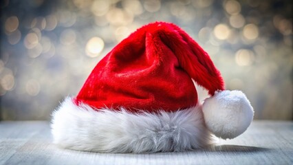 Festive Red Velvet Santa Hat with White Fur Trim - High-Resolution Stock Photo