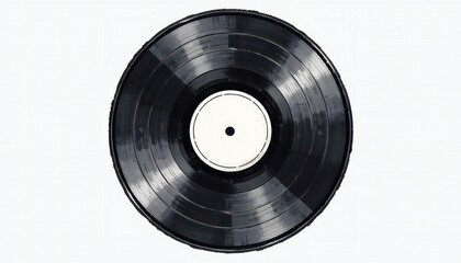 Obraz premium Highquality vinyl record on a pristine white background with a striking contrasting white label. A black vinyl record with a white label on a white background.