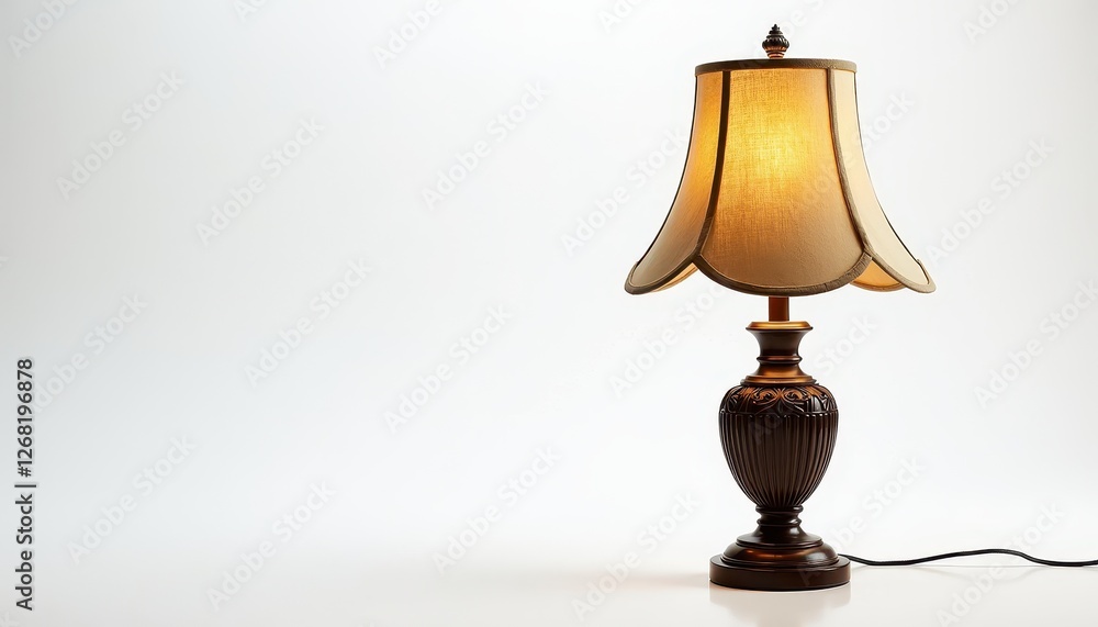 Poster isolated m light table lamp on soft white background perfect for cozy spaces. a table lamp with a be