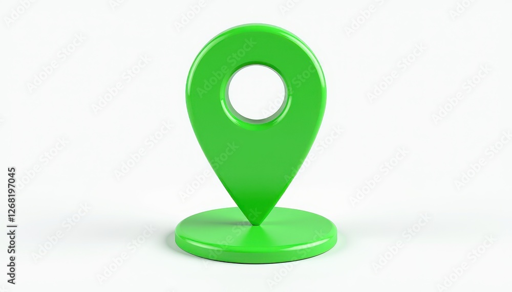 Aufkleber vivid contrast: green map pointer on stunning white background. a green map pointer on a white backg