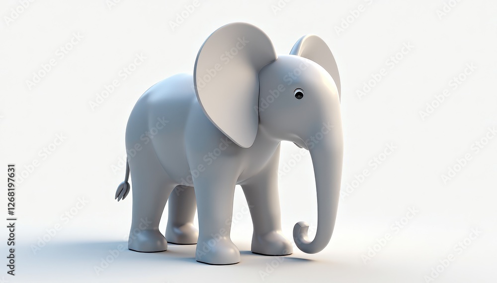 Poster highresolution 3d white elephant image for on white background. a 3d rendering of an elephant standi