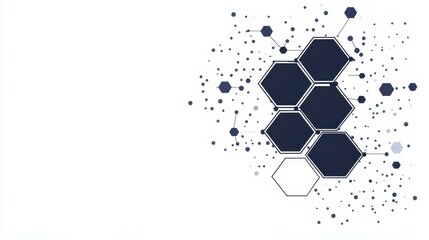 Explore the sleek design of a black hexagon diagram, showcasing a hightech geometric connection system in a modern style.