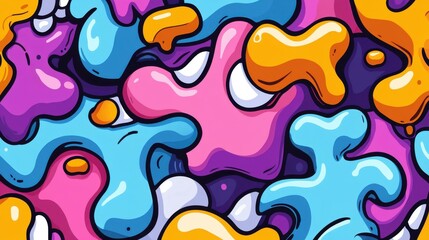 A vibrant dark blue vector illustration showcasing urban street art and graffitiinspired textures in a modern style.