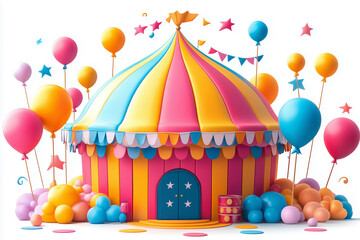 Illustration of a dome with a carnival inside on a white background