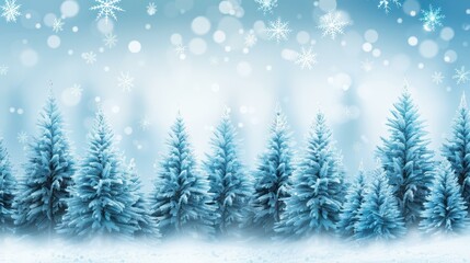 A serene winter scene with spruce trees cloaked in mist and glistening hoarfrost, capturing natures tranquil beauty.