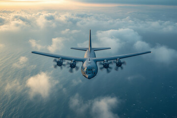 The plane is flying over the Pacific Ocean