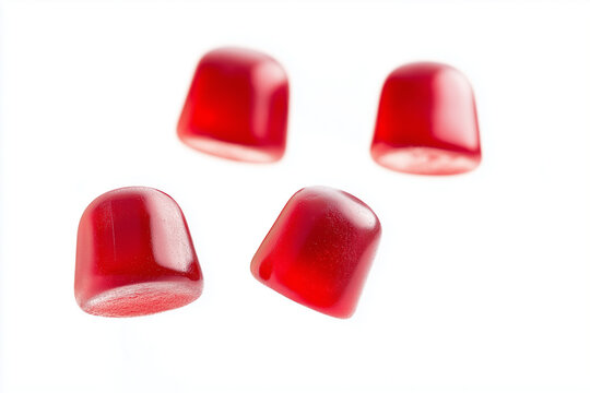 Red gummies isolated on white background