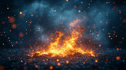 Fototapeta premium A dramatic moment of impact as the ground trembles and a lightning flash strikes, symbolizing power, change, and intensity in a modern setting, capturing the energy and force of nature's power