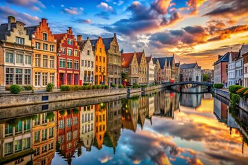Obraz premium Ghent Canal Houses: Historic Architecture & Cityscape Photography