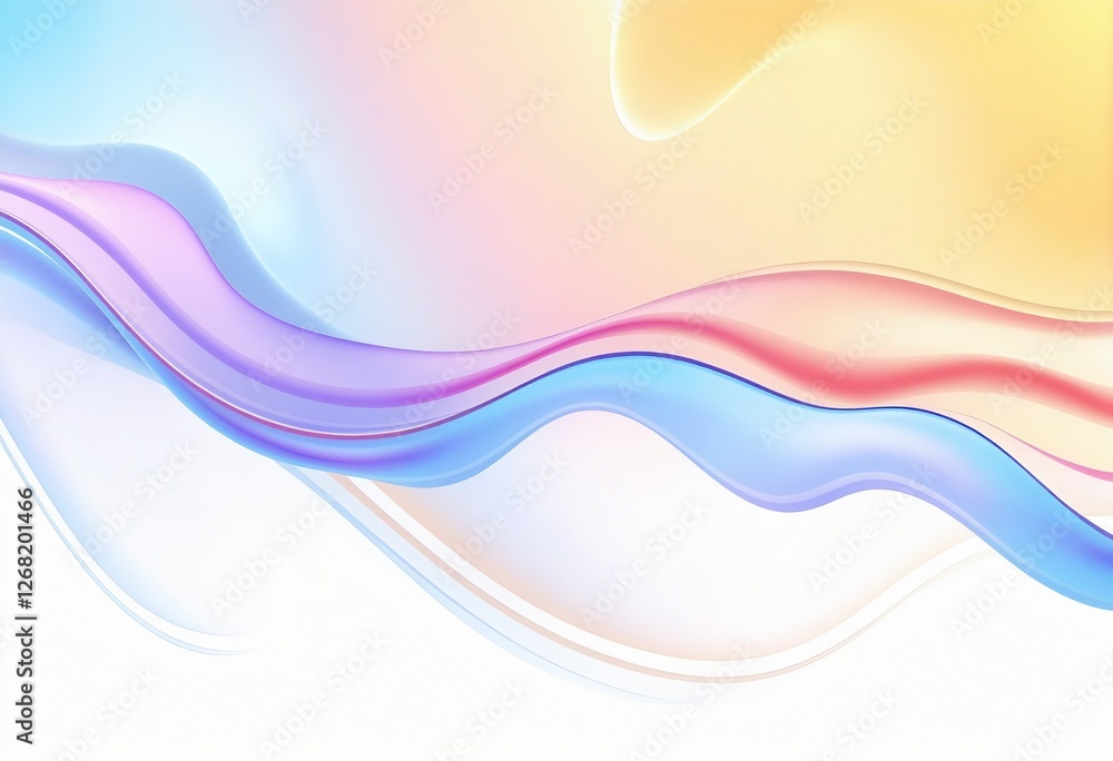 Poster flowing gradient: a multilayered wavy glass abstraction in 3d rendering