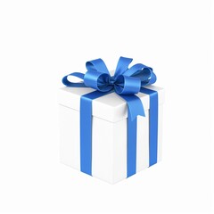 Fototapeta premium Elegant 3D Render of Two Isolated White Gift Boxes with Blue Ribbons on a white Background