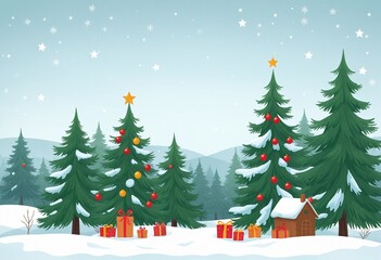 Obraz premium Winter Wonderland: A Serene Outdoor Christmas Landscape
