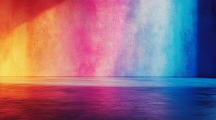A colorful wall with a rainbow pattern