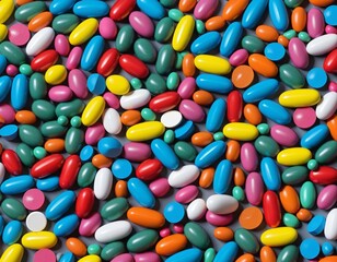 Colorful Capsules and Powder Showcasing Health and Wellness Solutions in the Pharmaceutical Sector