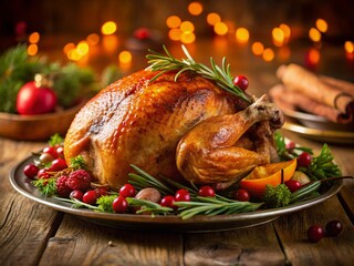 Golden Roasted Turkey with Autumn Vegetables & Herbs - Thanksgiving Feast