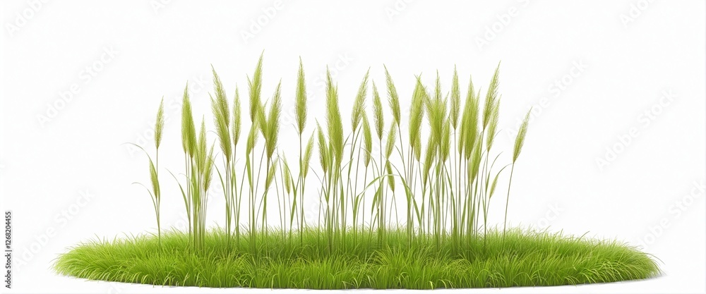Poster top view of new zealand sedge trees with white background - 3d render