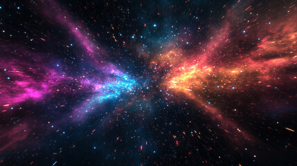 Fototapeta premium A dazzling night sky filled with vibrant colors multiple meteors and countless stars creating a breathtaking cosmic spectacle symbolizing wonder dreams limitless possibilities and cosmic energy