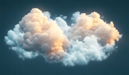 Soft Dreamy Cloudscape Watercolor Pastel Sunset with Fluffy Clouds and Light Blue Sky