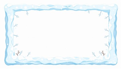 Isolated Frosted Snowy Frame Border for Winter Designs