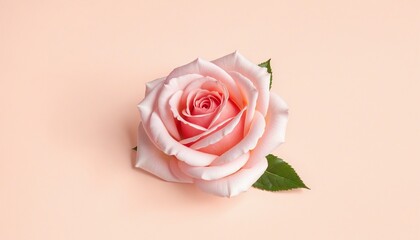 Soft Pink Rose on Light Peach Background