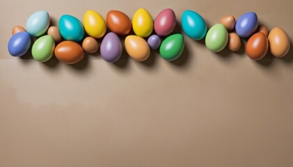 Obraz premium Festive Easter Egg Banner on Beige Cardboard Background