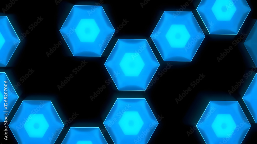 Poster a seamless hexagonal pattern with a blue honeycomb texture