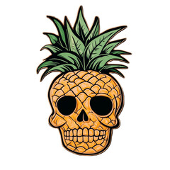 Pineapple Skull Illustration, Bold Cartoon Style