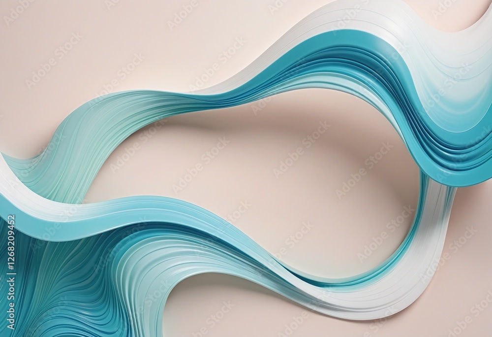 Poster flowing curve lines background, 3d rendering
