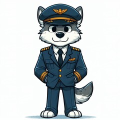 Elegant Wolf Pilot in Blue Uniform