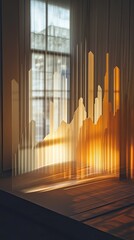 Obraz premium Abstract Cityscape Through a Window with Golden Hues