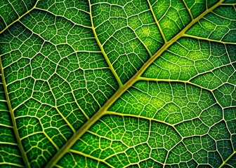 Intricate Leaf Vein Network: Close-Up Macro Photography with Copy Space
