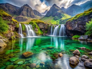 Fototapeta premium Isle of Skye Fairy Pools: Magical Double Exposure Landscape Photography