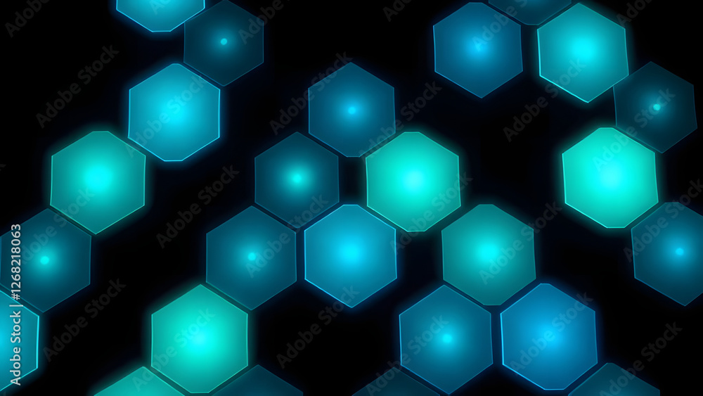 Poster blue hexagonal pattern with honeycomb texture creates a geometric backdrop