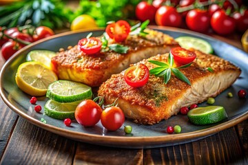 Keto Diet Salmon Cutlets with Cherry Tomatoes & Cucumbers - Healthy Dinner Recipe