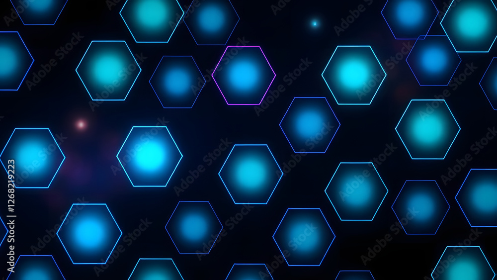 Poster blue hexagonal pattern with honeycomb texture creates a geometric backdrop