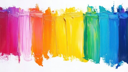 Naklejka premium A vibrant palette of colors featuring a gradient from pink to blue, showcasing bold brush strokes and rich textures that evoke creativity.