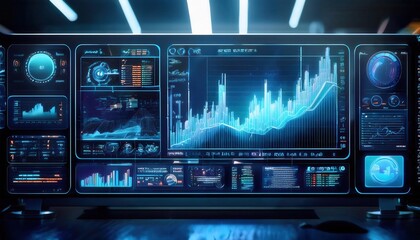 Obraz premium Firefly Futuristic Fintech Dashboard with Digital Investment Analytics and Insights