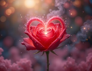 Magical Red Rose Heart Sparkle Love Image
