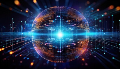 Firefly Futuristic Quantum Computing Particles with Glowing Data Points