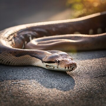 python snake on the street, AI generated