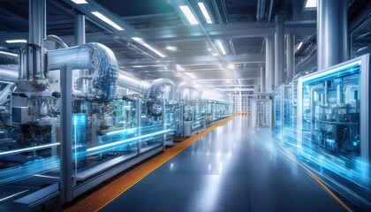 Fototapeta premium Firefly Futuristic Smart Factories with AIDriven Industrial Automation Technology