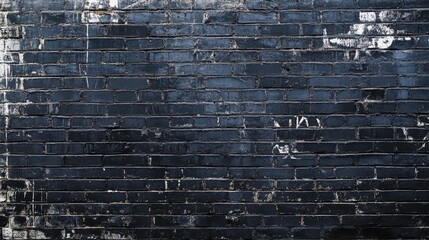 A close-up of a textured black brick wall featuring worn and weathered elements, creating an urban and gritty atmosphere.