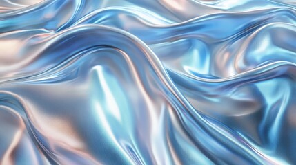 Obraz premium A close-up view of shimmering blue silk fabric, showcasing elegant folds and a glossy sheen that captures soft light beautifully.