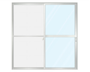 シルバーの引き違い窓　C	網戸