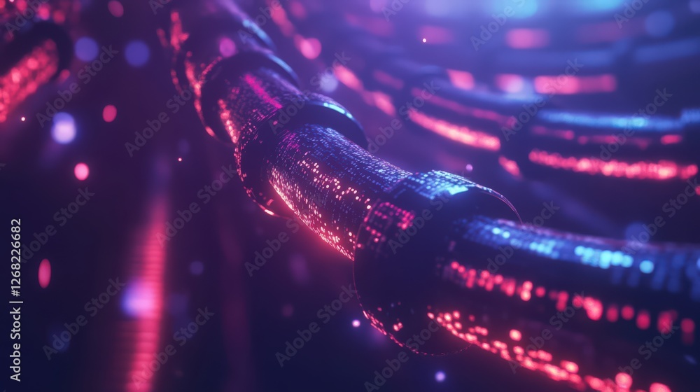 Poster abstract futuristic technology connection with glowing lights and dots