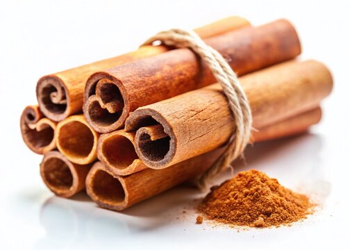 Macro Cinnamon Stick with Cinnamaldehyde Molecule Overlay - Aromatic Spice Detail